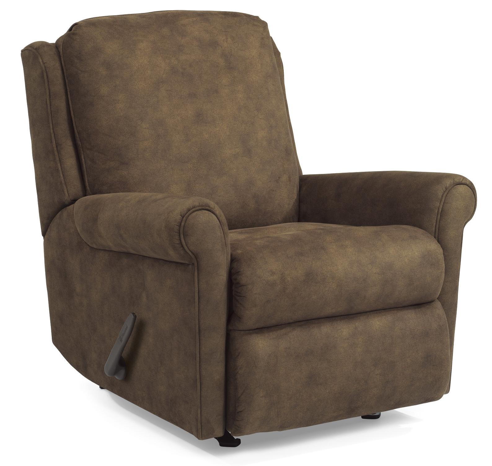 Flexsteel Accents Macy Rocking Recliner with Rolled Arms and Waterfall